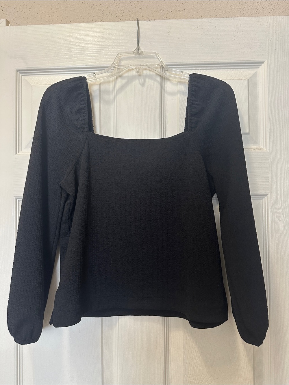 Madewell Black Square Neck Long Sleeve Top
